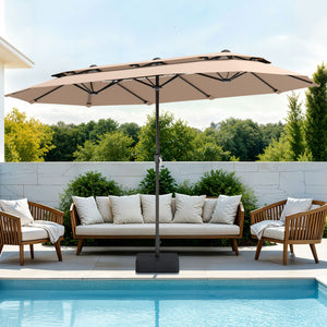 13ft 2 Tier Double-Sided Patio Vented Umbrella with Base