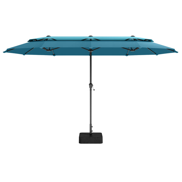 13ft 2 Tier Double-Sided Patio Vented Umbrella with Base