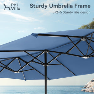 13ft Double-Sided Outdoor Umbrella with Adjustable Crank