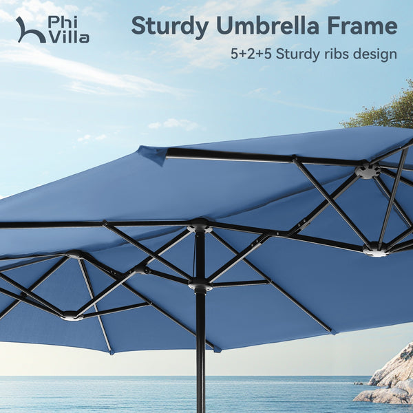 13ft Double-Sided Outdoor Umbrella with Adjustable Crank