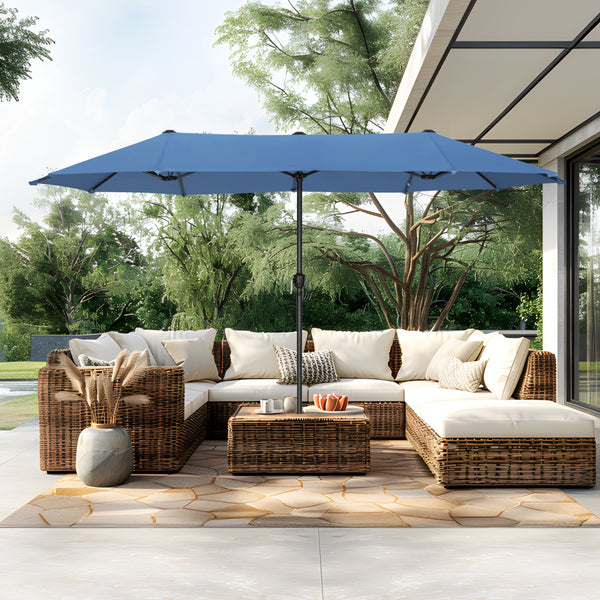 13ft Double-Sided Outdoor Umbrella with Adjustable Crank