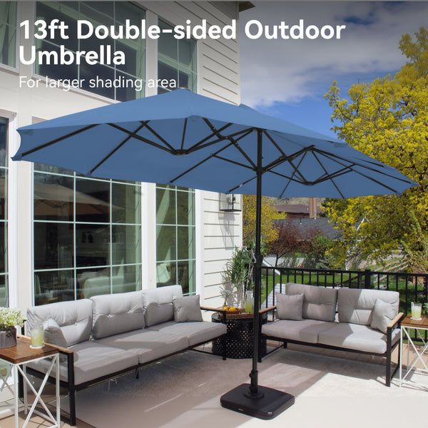13ft Double-Sided Outdoor Umbrella with Adjustable Crank
