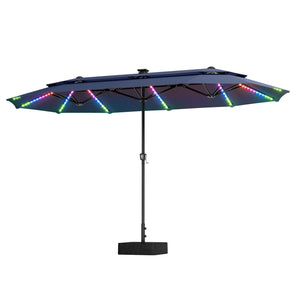 13ft 2 Tier Double-Sided Patio Vented Umbrella with Base