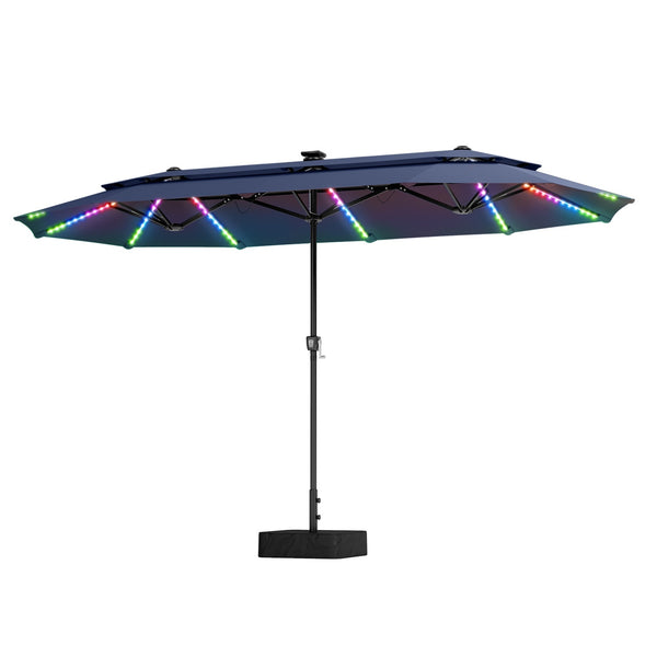 13ft 2 Tier Double-Sided Patio Vented Umbrella with Base