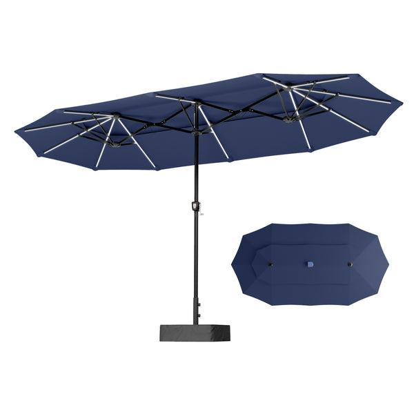 13ft 2 Tier Double-Sided Patio Vented Umbrella with Base