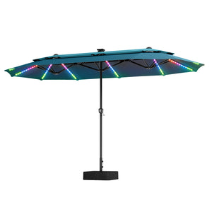 13ft 2 Tier Double-Sided Patio Vented Umbrella with Base