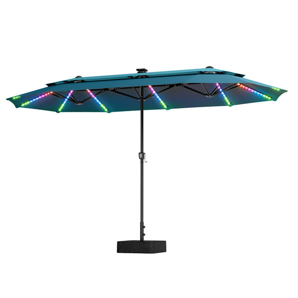 13ft 2 Tier Double-Sided Patio Vented Umbrella with Base
