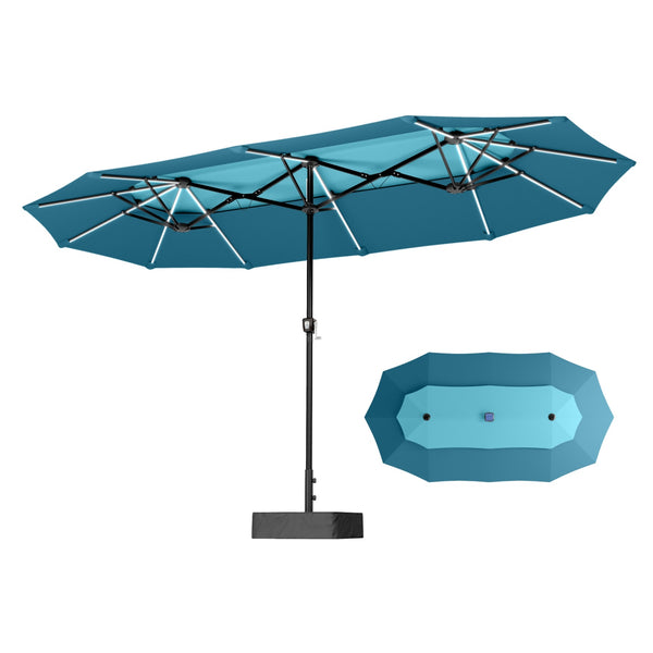 13ft 2 Tier Double-Sided Patio Vented Umbrella with Base