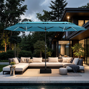 13ft 2 Tier Double-Sided Patio Vented Umbrella with Base