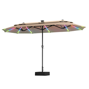 13ft 2 Tier Double-Sided Patio Vented Umbrella with Base