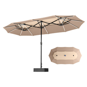 13ft 2 Tier Double-Sided Patio Vented Umbrella with Base