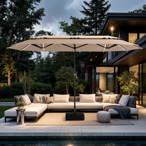 13ft 2 Tier Double-Sided Patio Vented Umbrella with Base
