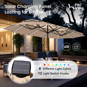 13ft 2 Tier Double-Sided Patio Vented Umbrella with Base
