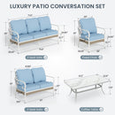 7-Seater Patio Metal All-White Sofa Set with Loveseat for Sale