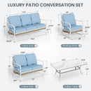 7-Seater Patio Metal All-White Sofa Set with Loveseat for Sale