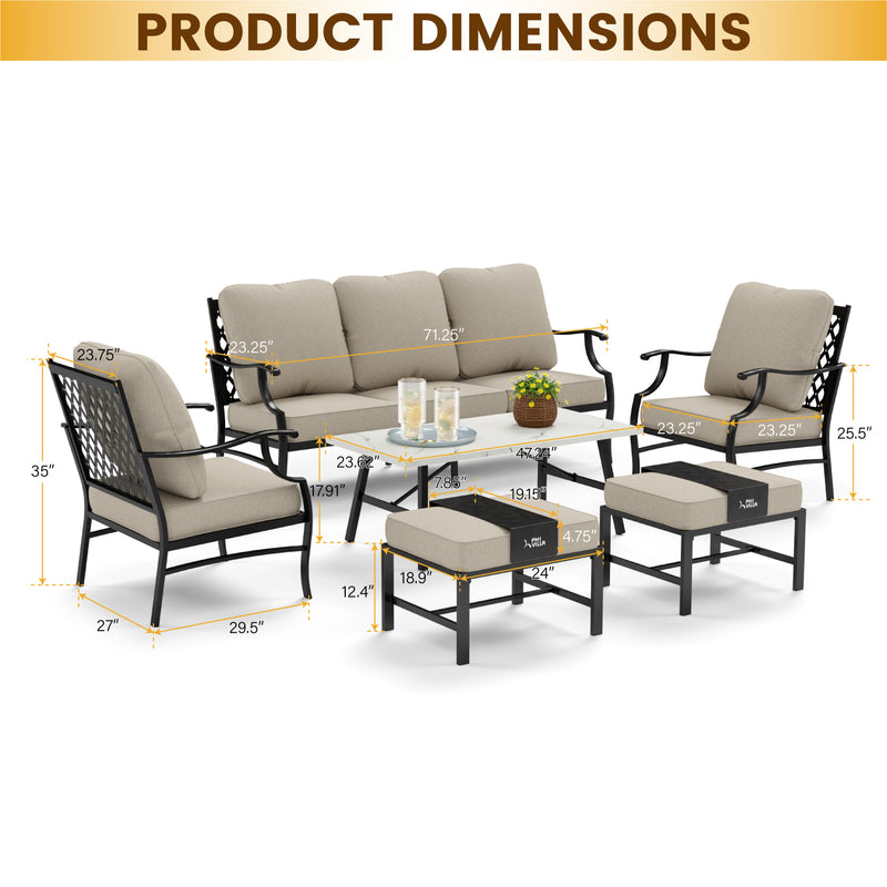 Phi Villa 15-Person Outdoor Patio Furniture Combination Set with Sofa Set, Dining Set, and Umbrella