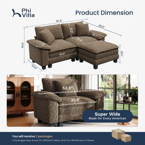 Briar Chenille Living Room Couch Cloud-like Loveseat with Ottoman