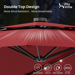 15ft 2 Tier Large Double-Sided Patio Vented Umbrella with Base