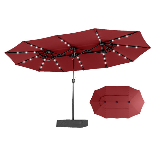 15ft 2 Tier Large Double-Sided Patio Vented Umbrella with Base
