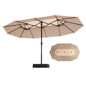 15ft 2 Tier Large Double-Sided Patio Vented Umbrella with Base