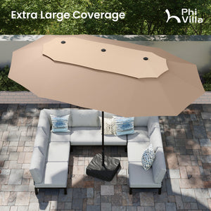 15ft 2 Tier Large Double-Sided Patio Vented Umbrella with Base