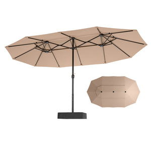 15ft 2 Tier Large Double-Sided Patio Vented Umbrella with Base
