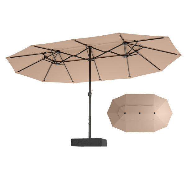 15ft 2 Tier Large Double-Sided Patio Vented Umbrella with Base
