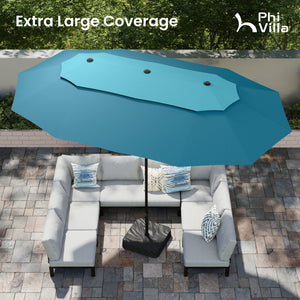 15ft 2 Tier Large Double-Sided Patio Vented Umbrella with Base