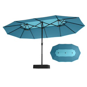 15ft 2 Tier Large Double-Sided Patio Vented Umbrella with Base