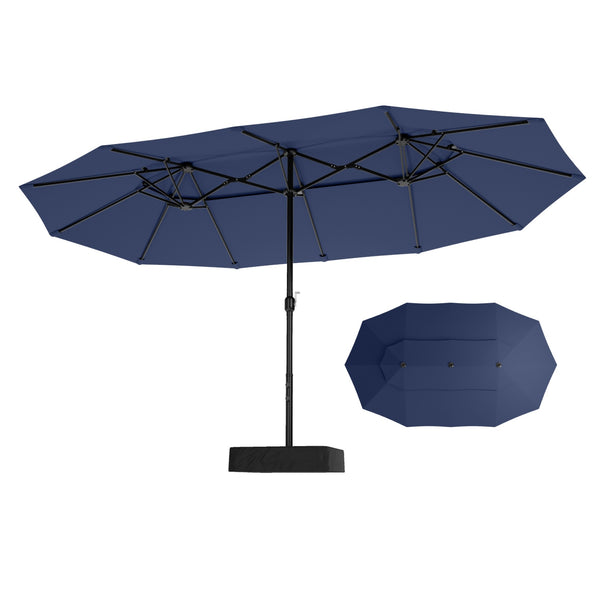 15ft 2 Tier Large Double-Sided Patio Vented Umbrella with Base