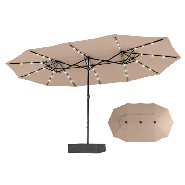 15ft 2 Tier Large Double-Sided Patio Vented Umbrella with Base