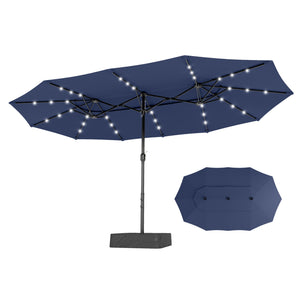 15ft 2 Tier Large Double-Sided Patio Vented Umbrella with Base