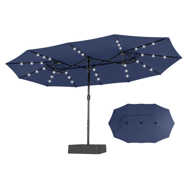 15ft 2 Tier Large Double-Sided Patio Vented Umbrella with Base