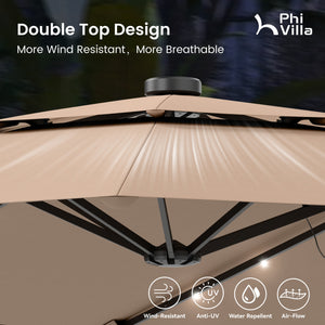 15ft 2 Tier Large Double-Sided Patio Vented Umbrella with Base