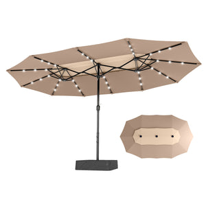 15ft 2 Tier Large Double-Sided Patio Vented Umbrella with Base