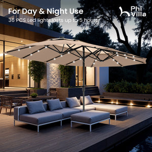 15ft 2 Tier Large Double-Sided Patio Vented Umbrella with Base