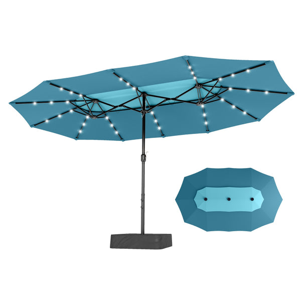15ft 2 Tier Large Double-Sided Patio Vented Umbrella with Base