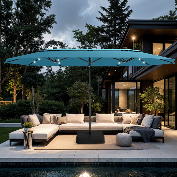 2 tier patio umbrella 15ft 2 Tier Large Double-Sided Patio Vented Umbrella with Base