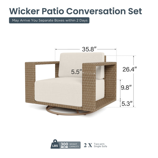 1 Piece Rattan Sofa Chair with Wide Armrests