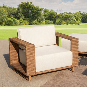 1 Piece Rattan Sofa Chair with Wide Armrests