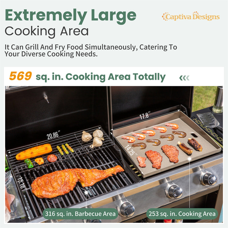 Gas Grill and Griddle Combo Large-size for Outdoor-Captiva Designs