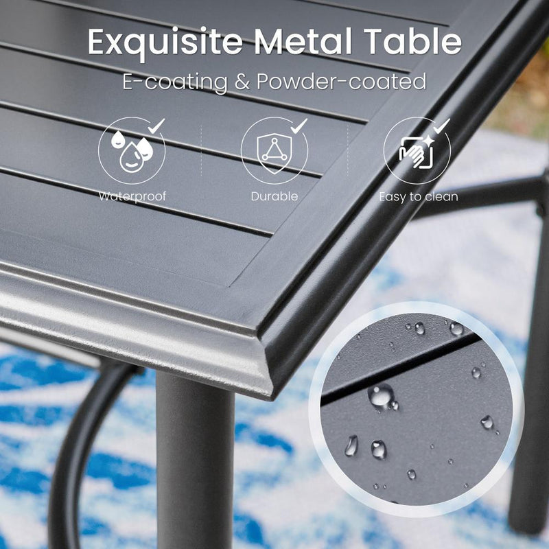 PHI VILLA 7-Piece Patio Dining Set With Rectangle Table & 6 Fashionable Dining Chairs