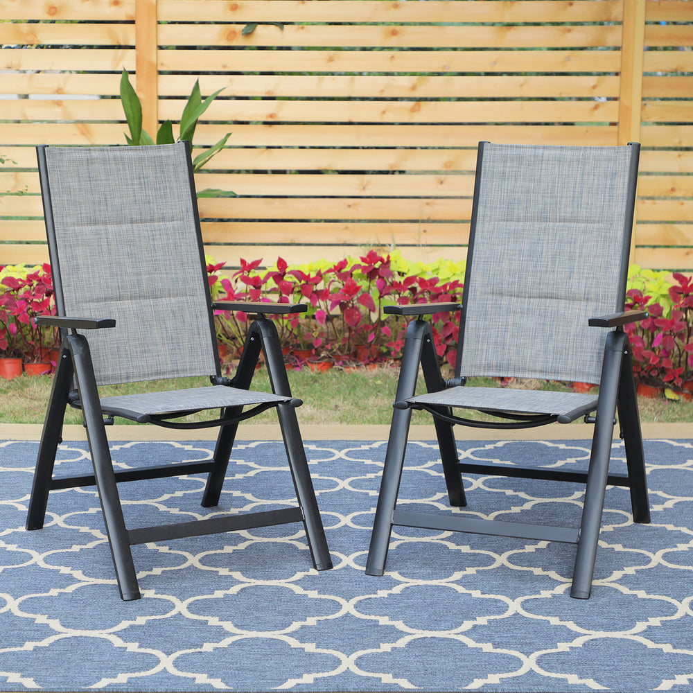 PHI VILLA Patio Folding Adjustable Aluminum & Textilene Dining Chairs