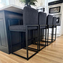 PHI VILLA Black Bar Stools— Counter Height Bar Stool Leather Stools Barstools with Back for Kitchen Counter