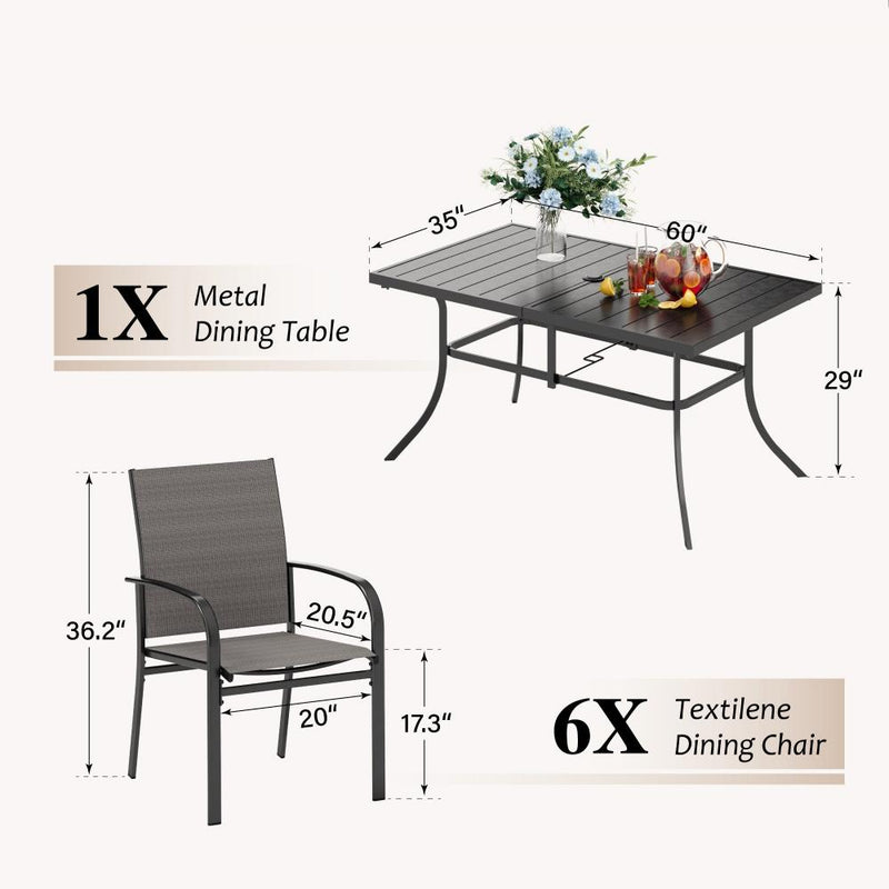 7-Piece Outdoor Textilene Dining Set for Deck, Garden PHI VILLA