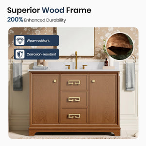 48 Inch Bathroom Vanity with Sink Fully Assembled Marble Top Cabinet