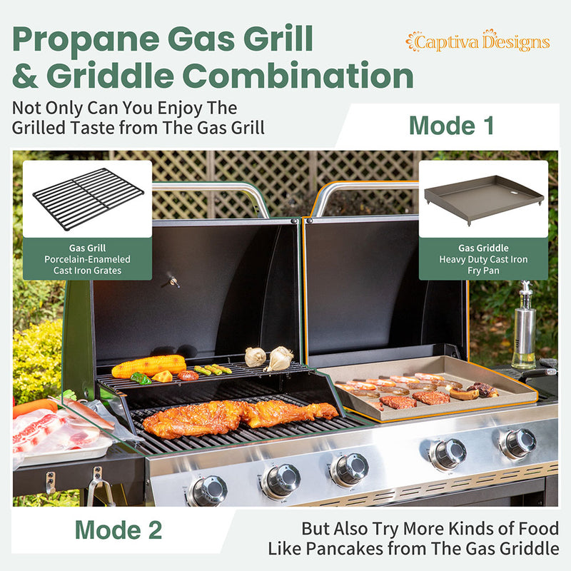Gas Grill and Griddle Combo Large-size for Outdoor-Captiva Designs