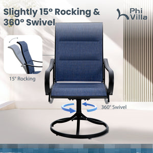 Patio Upgraded Padded Swivel Dining Chairs for Porch, Deck, Backyard PHI VILLA
