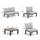 6 Seater Outdoor Couch Modern L-Shaped Sectional Sofa Set
