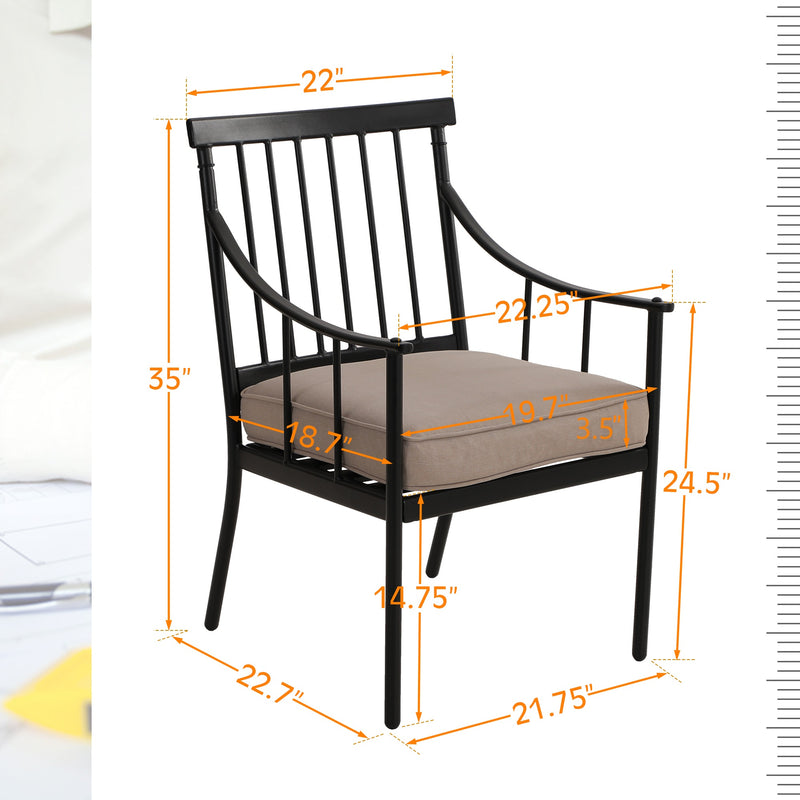 PHI VILLA Steel Fixed Patio Outdoor Dining Chairs Set